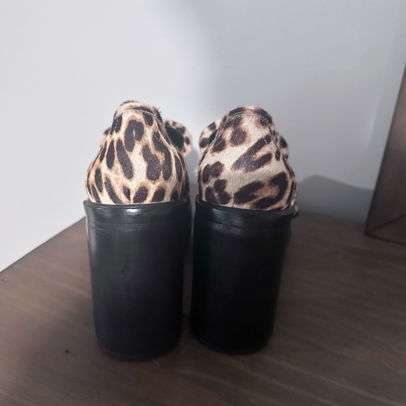 Gianni Bini Oxford Maxxwelle Cow Hide Leopard Print Loafer Heels 10 - Picture 5 of 9